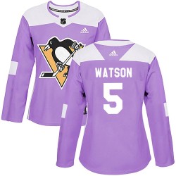 Bryan Watson Pittsburgh Penguins Women's Adidas Authentic Purple Fights Cancer Practice Jersey